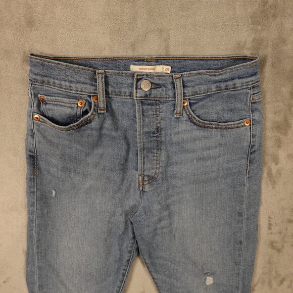 Levi’s Jeans Wedgie Skinny Distressed High-Rise Jean Women’s Size 29 Blue - Picture 2 of 14